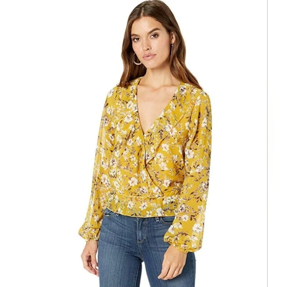 Show Me Your Mumu Brewster Top Flirtin Floral Yellow Size L